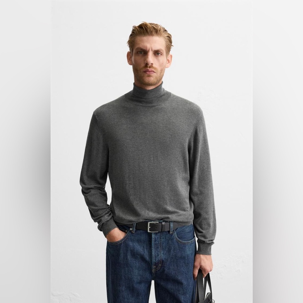 Zara Men’s Gray Turtleneck Sweater Viscose Blend Size XL NWT